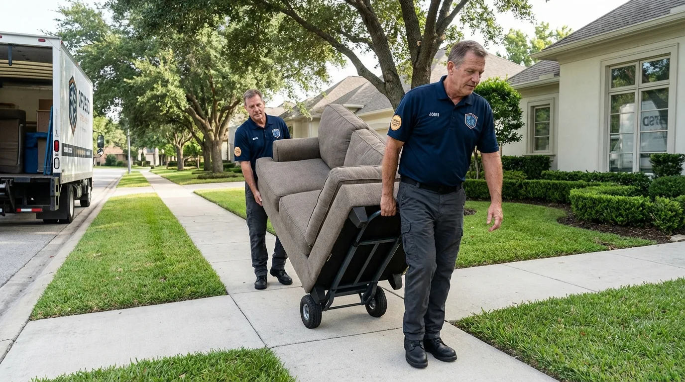Local residential moving crew loading furniture in Northfield, MN